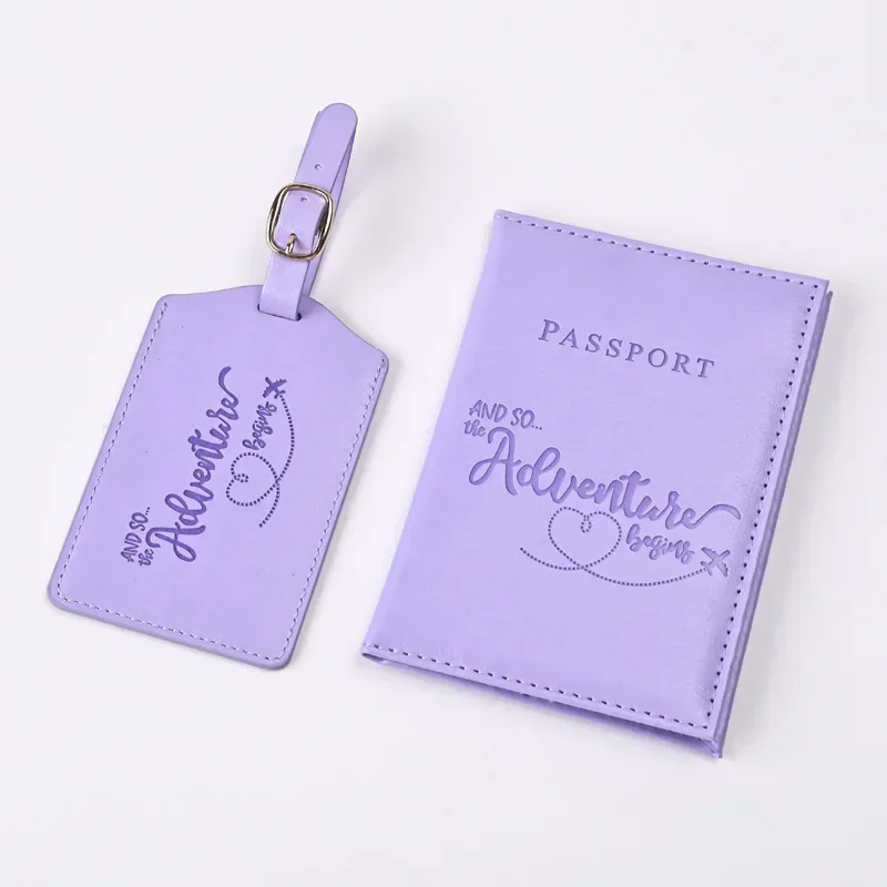 Travel Accessories Gift Set - جديد الأرجواني بو الجلود حامل جواز