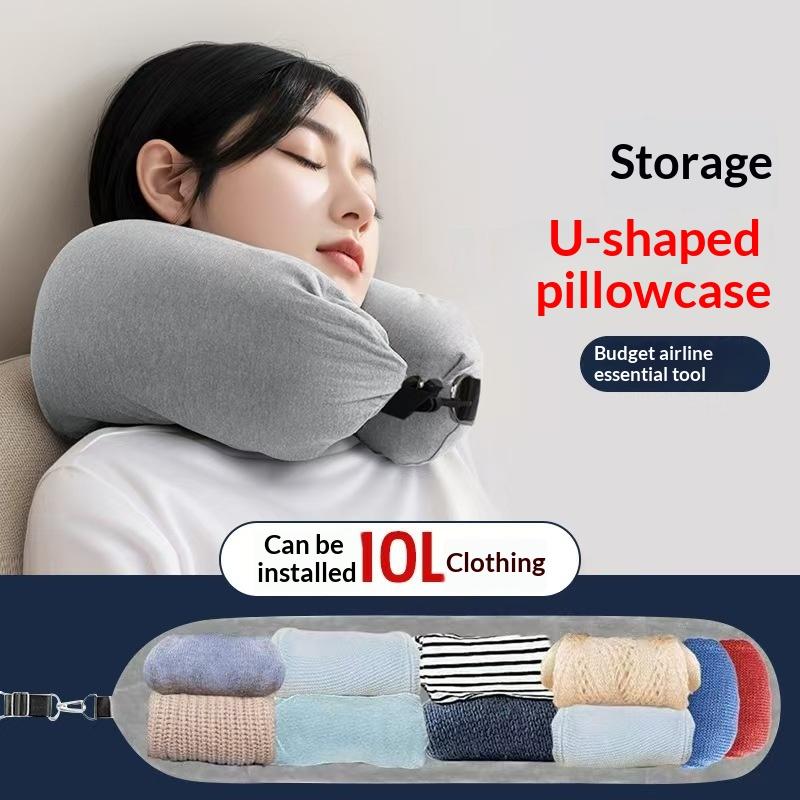 وسادة رقبة للسفر مع حقيبة تخزي - مراجعة Travel Accessories Pillow وسعره